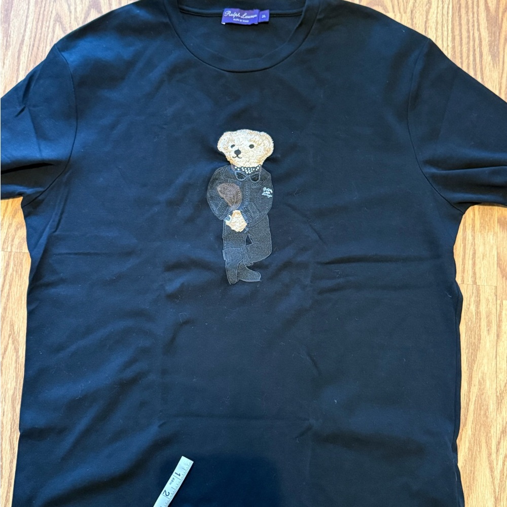Polo Ralph Lauren Black Tee with Bear Embroidery purple label bear rare